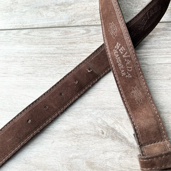 Vintage Nevada Jeanswear Floral Embossed Suede Leather Belt - Picture 4 of 12